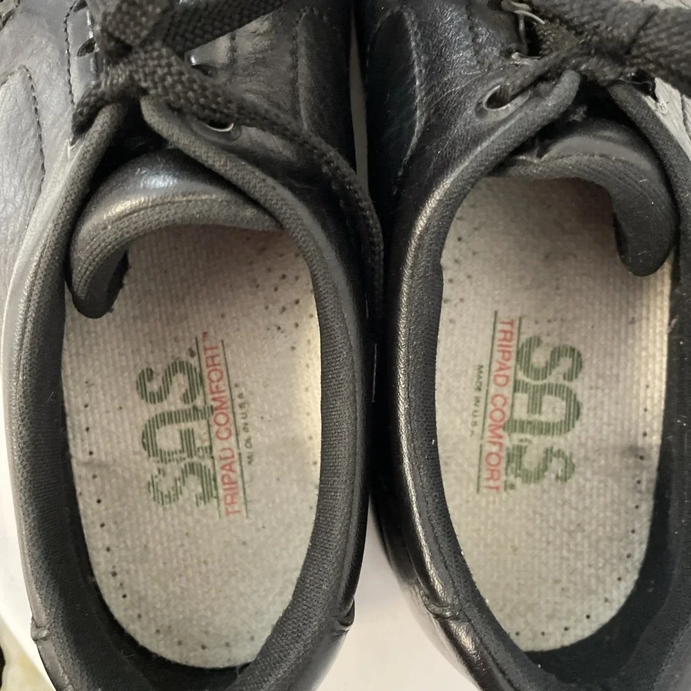 Men's SAS Bout Time Tripad Moc Toe Lace Up Black Walking Shoes Leather 10.5 M